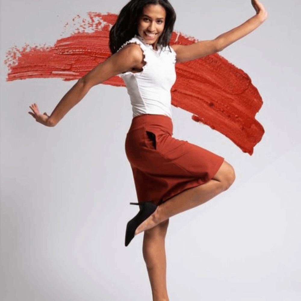New Betabrand Burnt Sienne A Line Ponte Skirt Skort XSmall